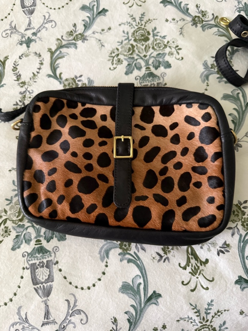 Clare V Leopard Print Crossbody Bag in Brown and Black